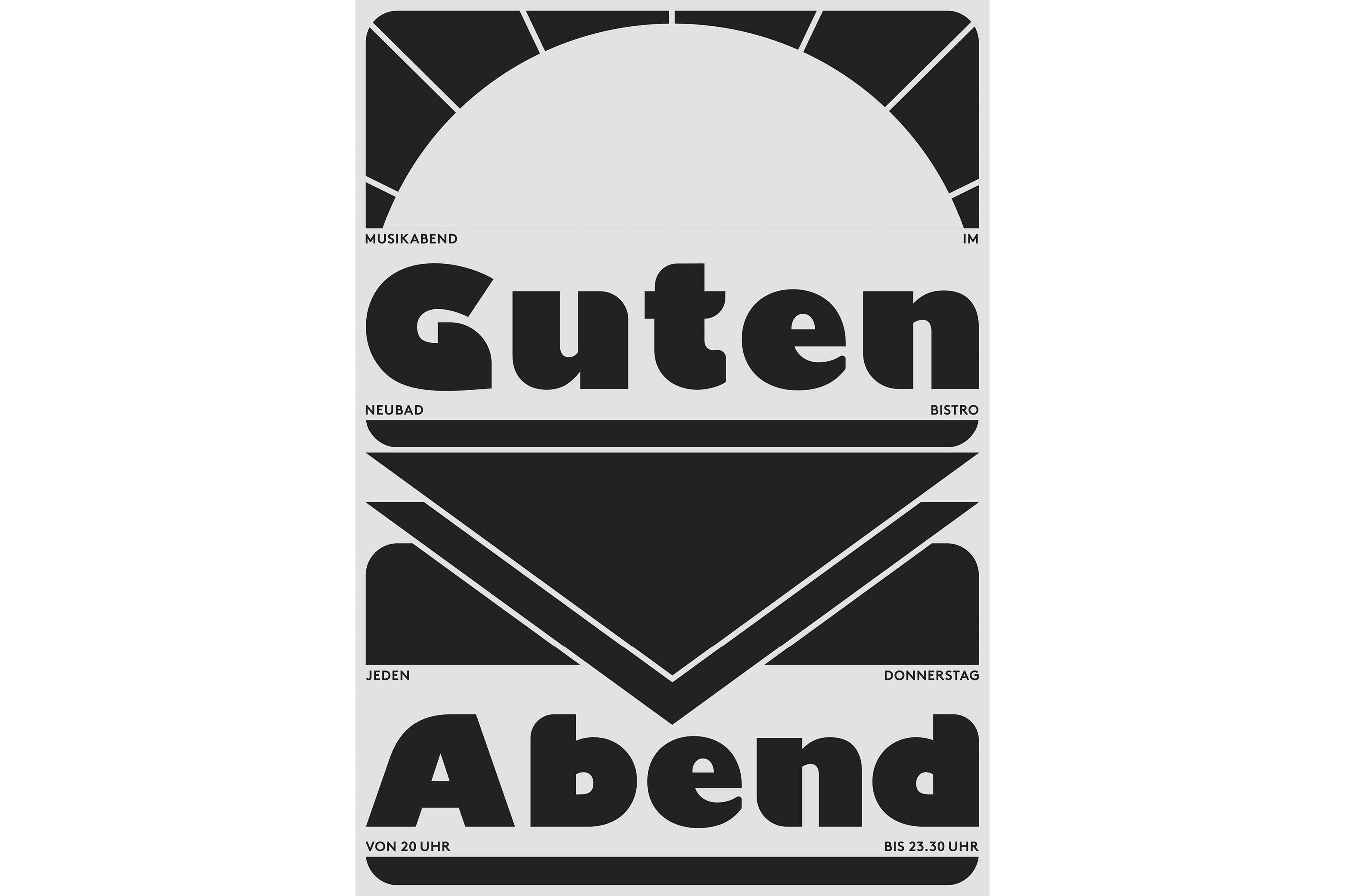 Der Flyer vom Guten Abend. Ein ungezwungener Musikabend mit Hintergrundmusik.