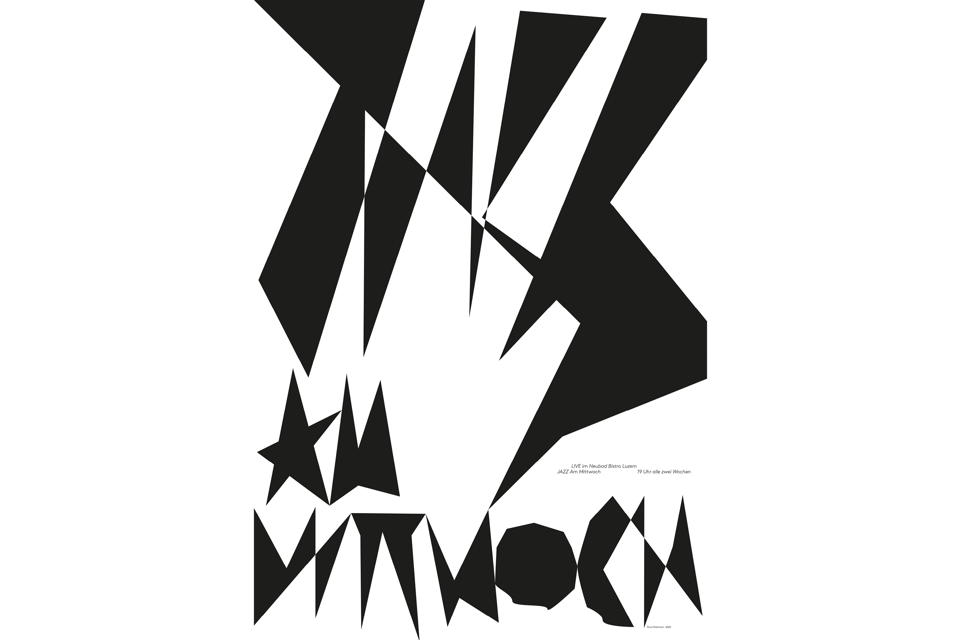 Plakat mit Schrift "Jazz am Mittwoch"