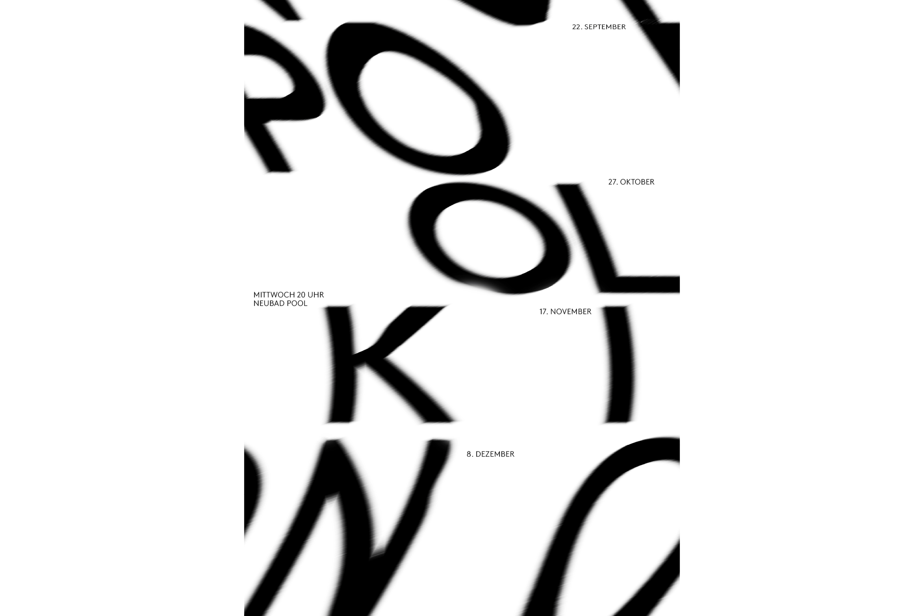 Typografisches schwarz-weiss Plakat zum Poolkino