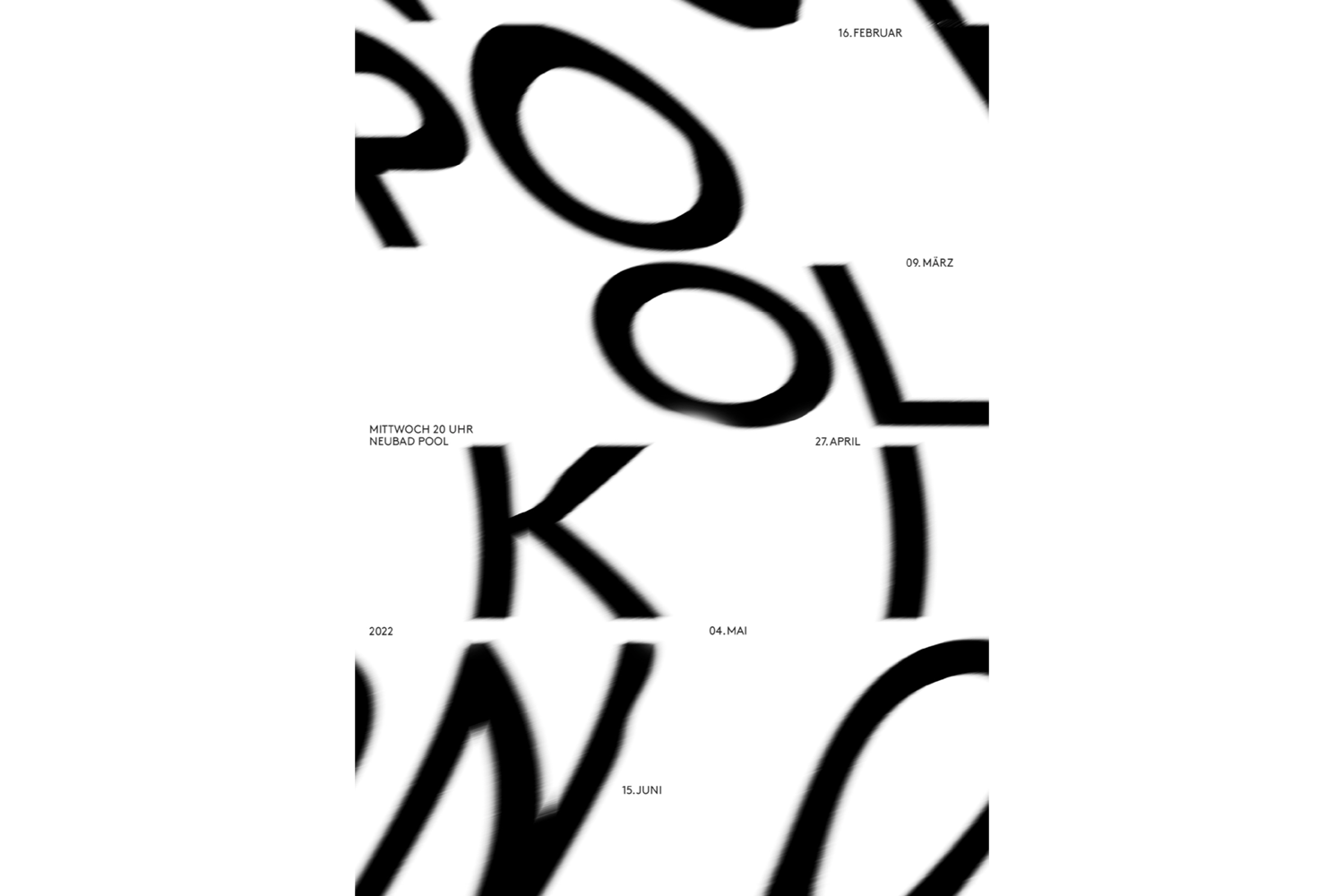 Typografisches schwarz-weiss Plakat zum Poolkino