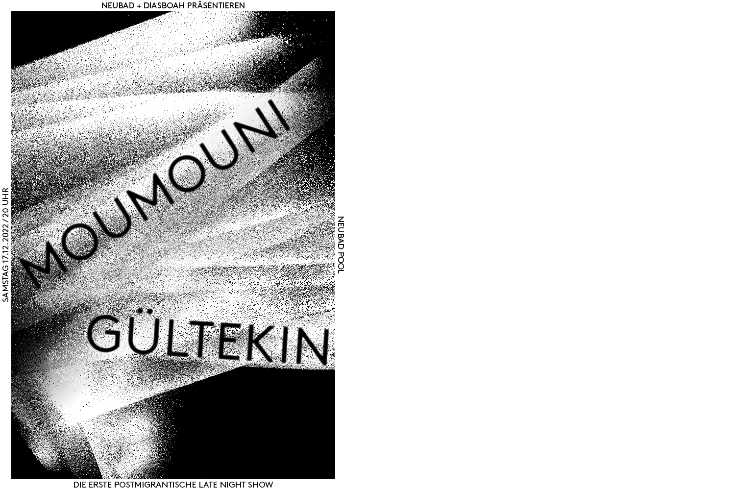 Schwarz-Weiss Plakat zu Moumouni und Gültekin