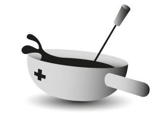 Fondue Illustration Schwarzweiss