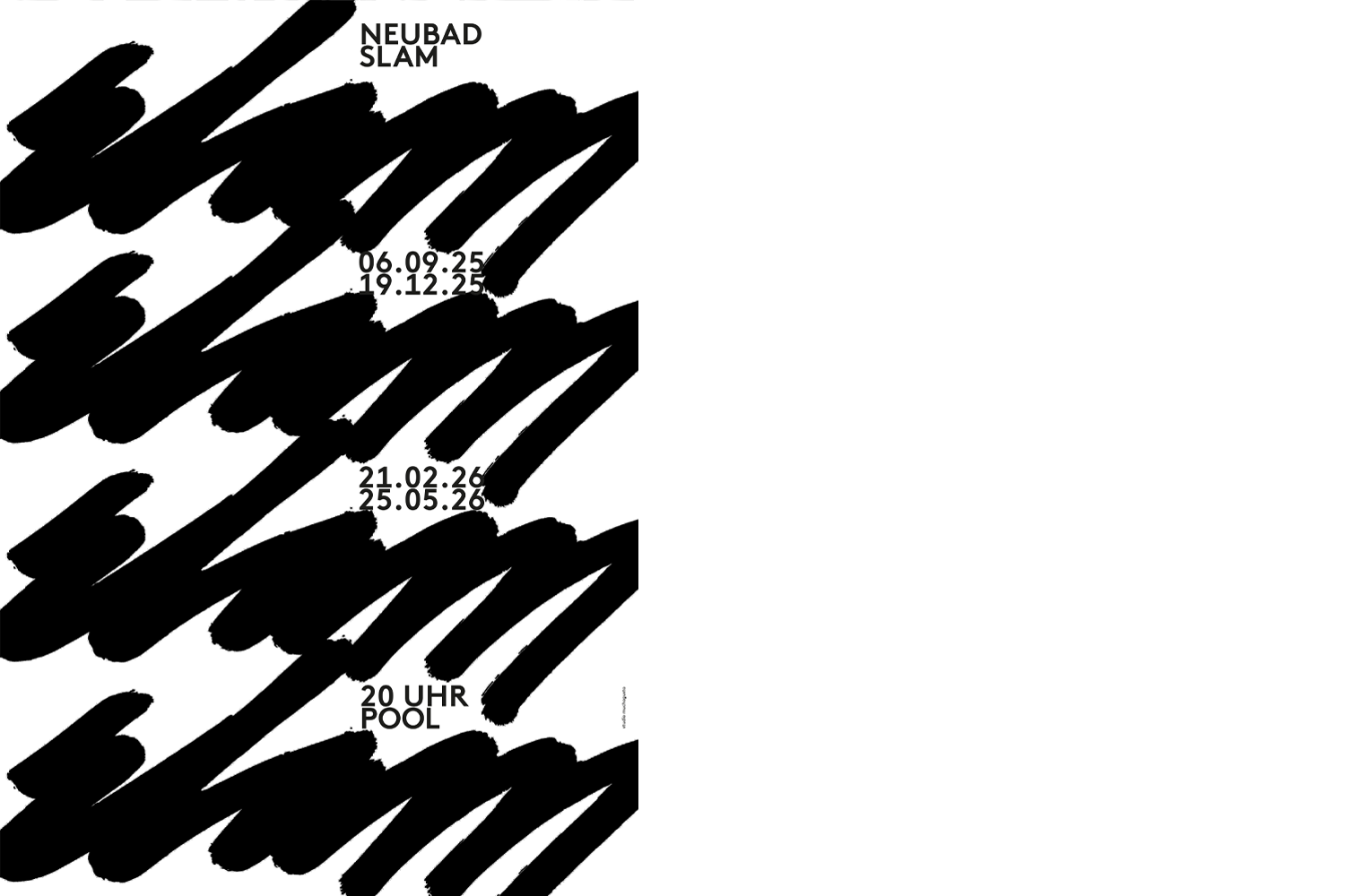 Vier mal "slam" in schwarzer schreibschrift geschrieben