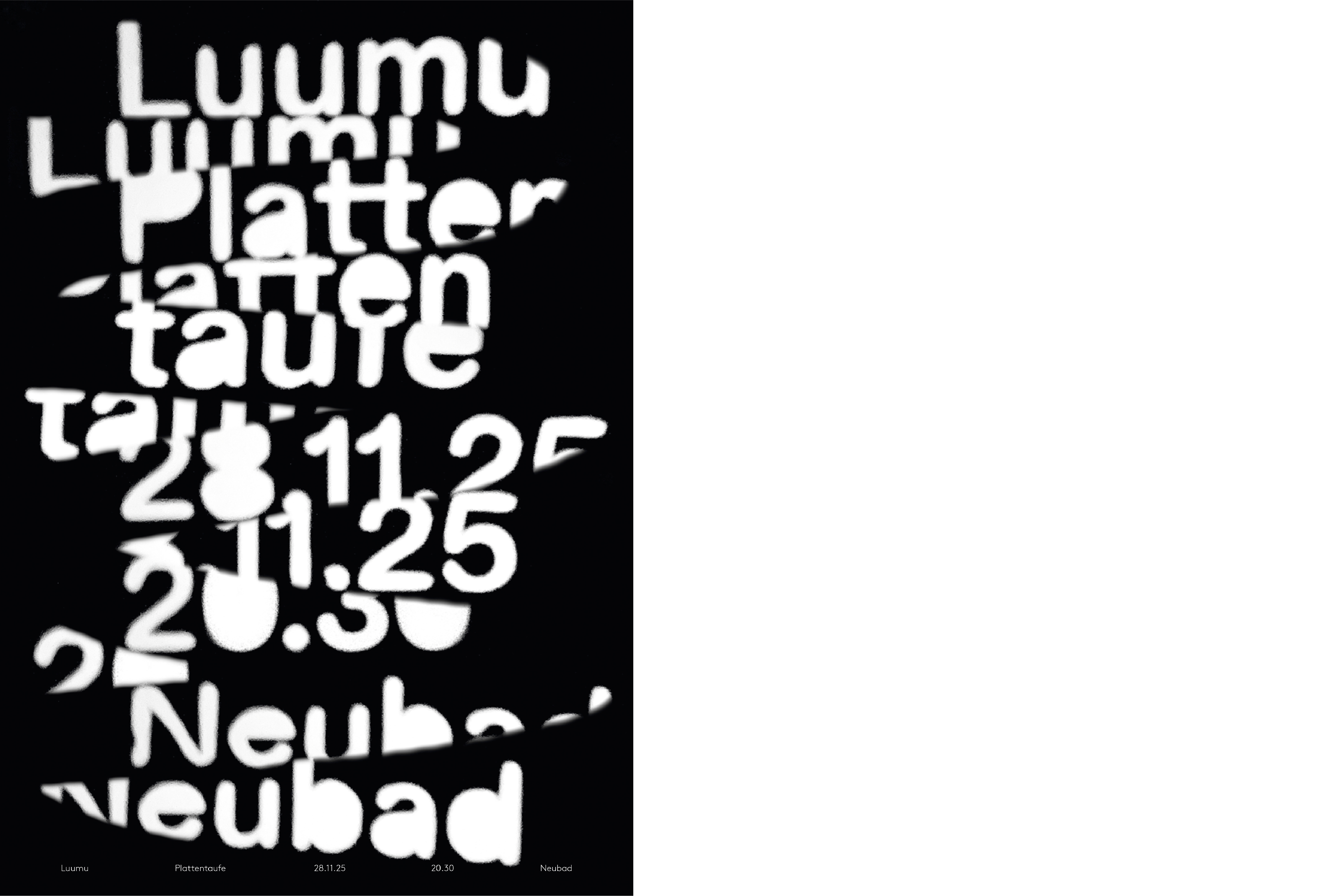 Grosse, weisse, quer verschnittene Schrift