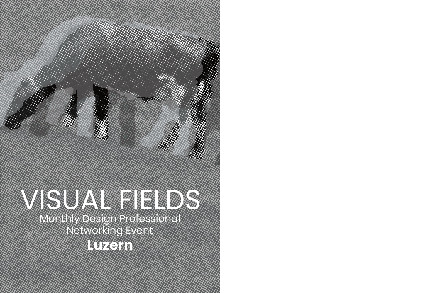 Schwarzweiss gerastertes Bild von Kühen, die auf der Weide grasen.