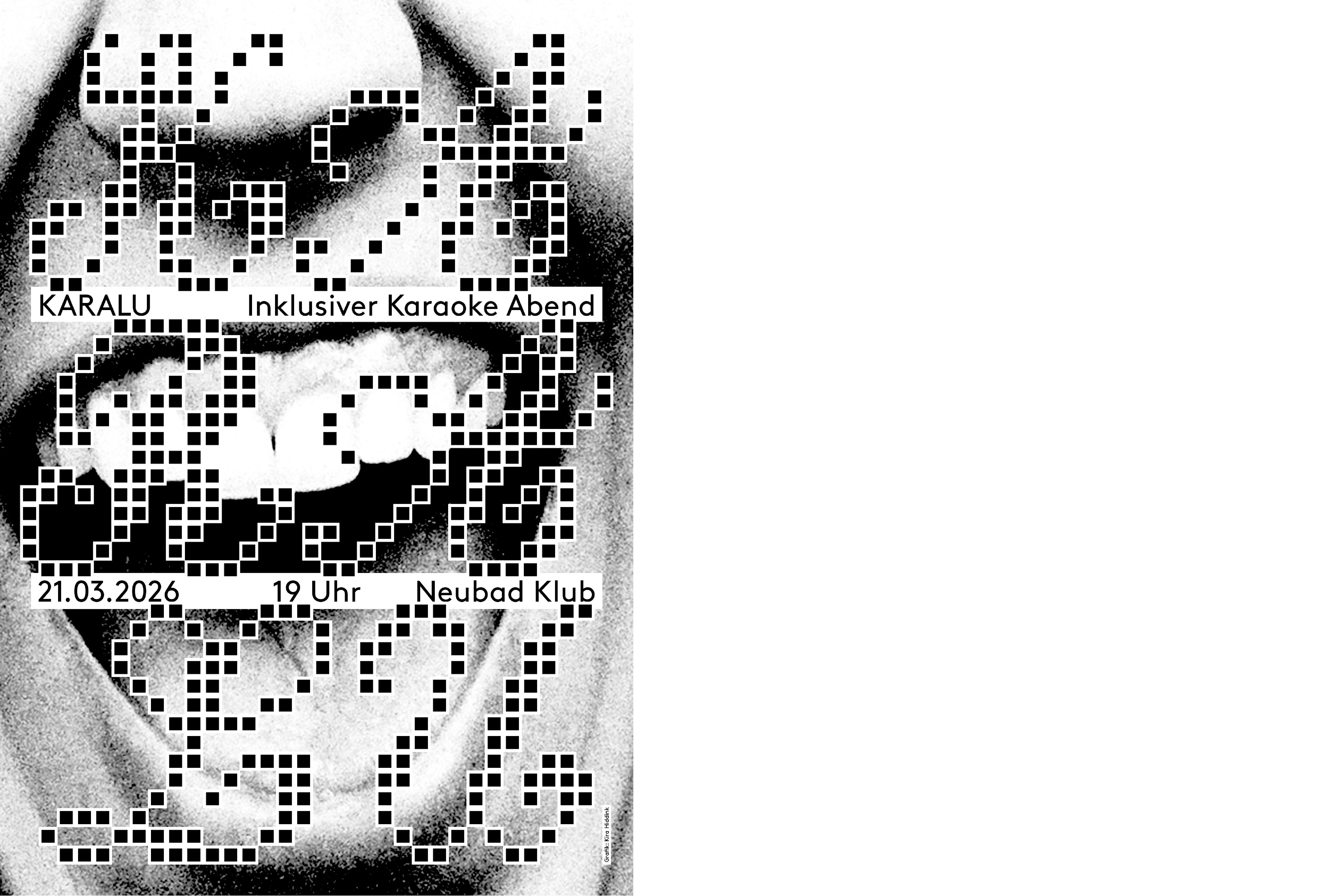 Ein Mund und darüber in gekachelter Schreibschrift: KA RA LU