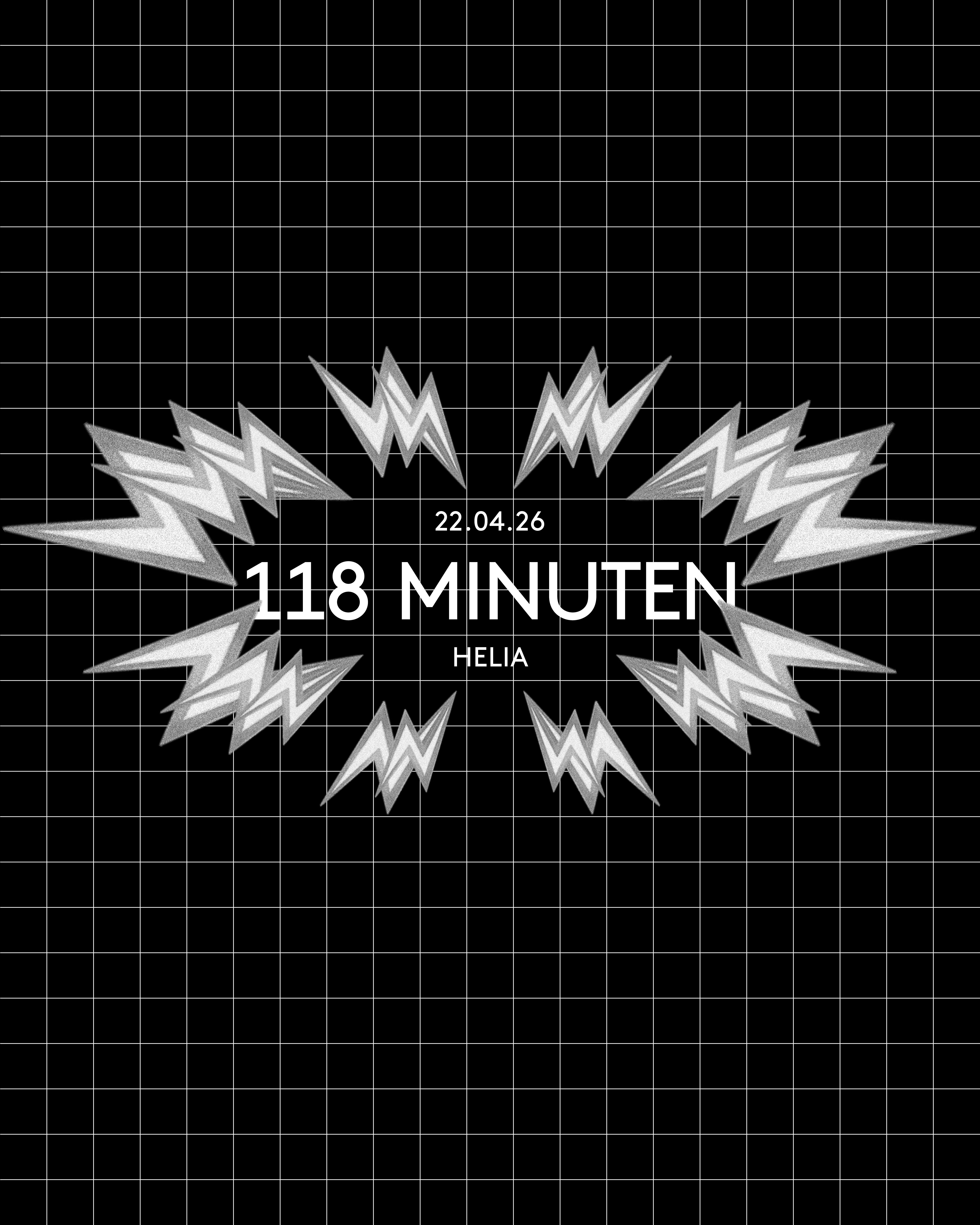 Viele Blitze, die sich um den Schriftzug "118 Minuten" gruppieren