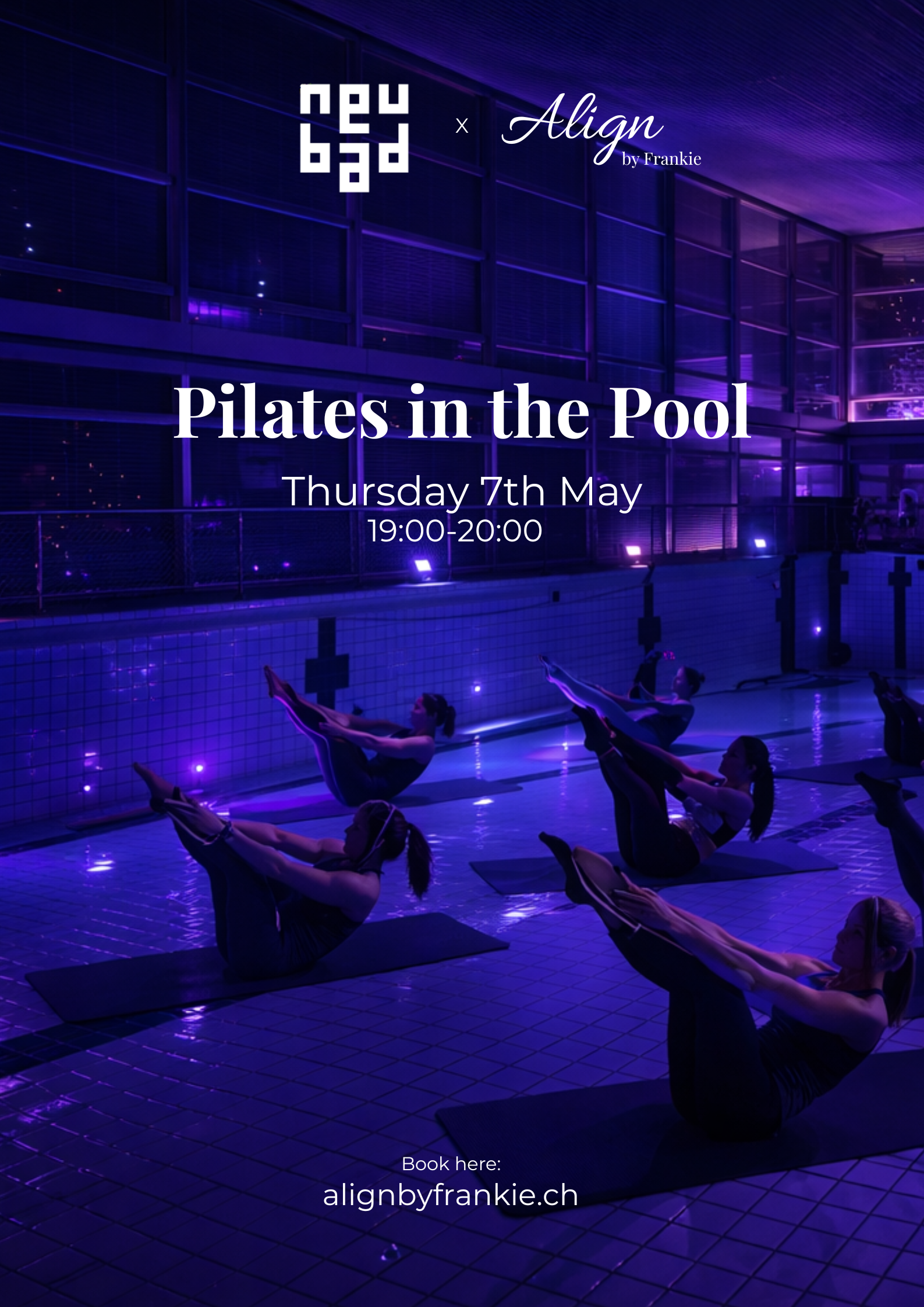 Menschen, die im Neubad-Pool Pilates machen.
