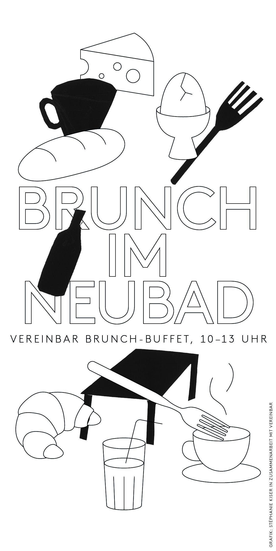 Weisse Schrift, um die sich Bistro Elemente tummeln