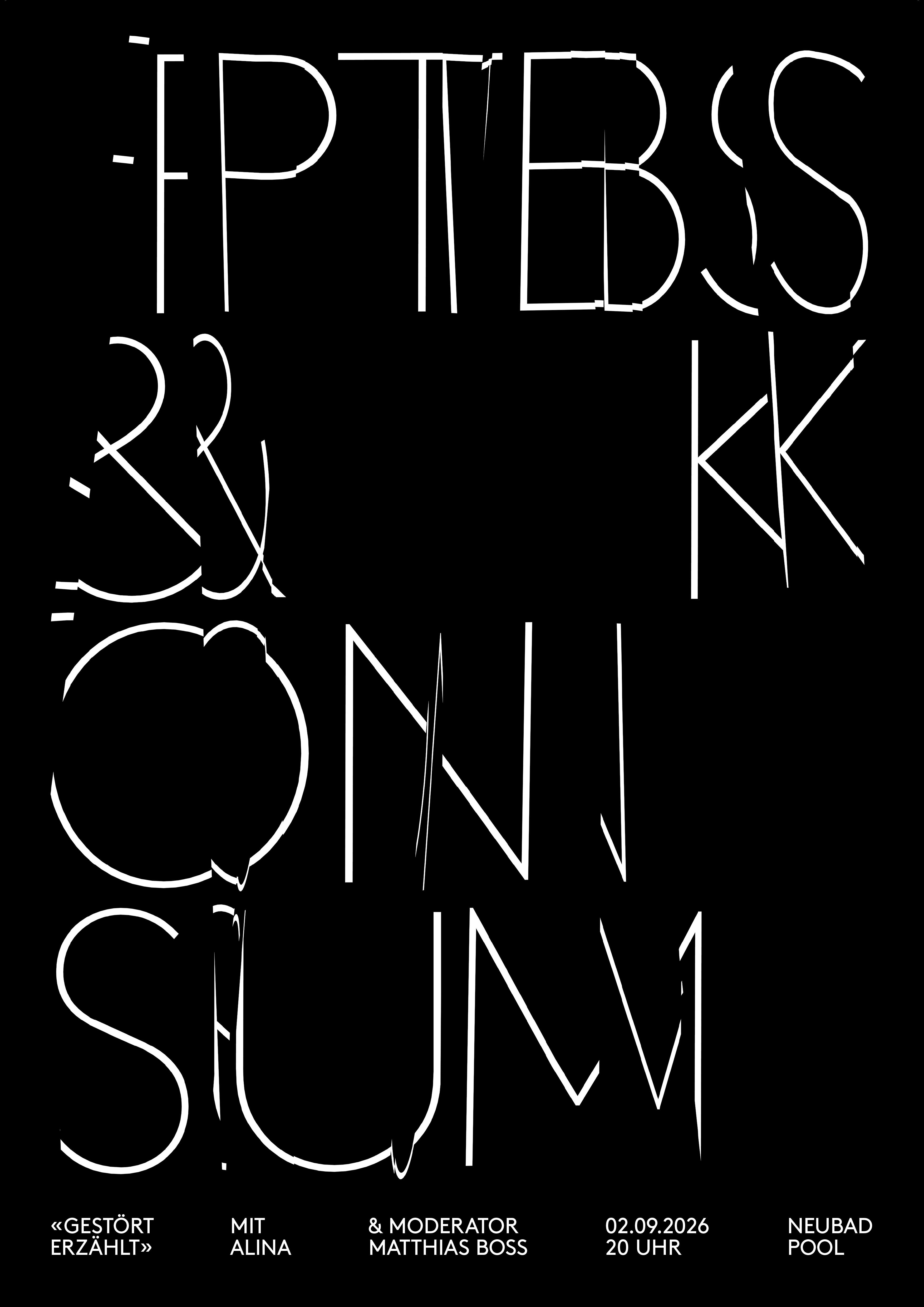 Weisse dünne Schrift auf schwarzem Grund mit den Buchstaben "PTSD & KONSUM"