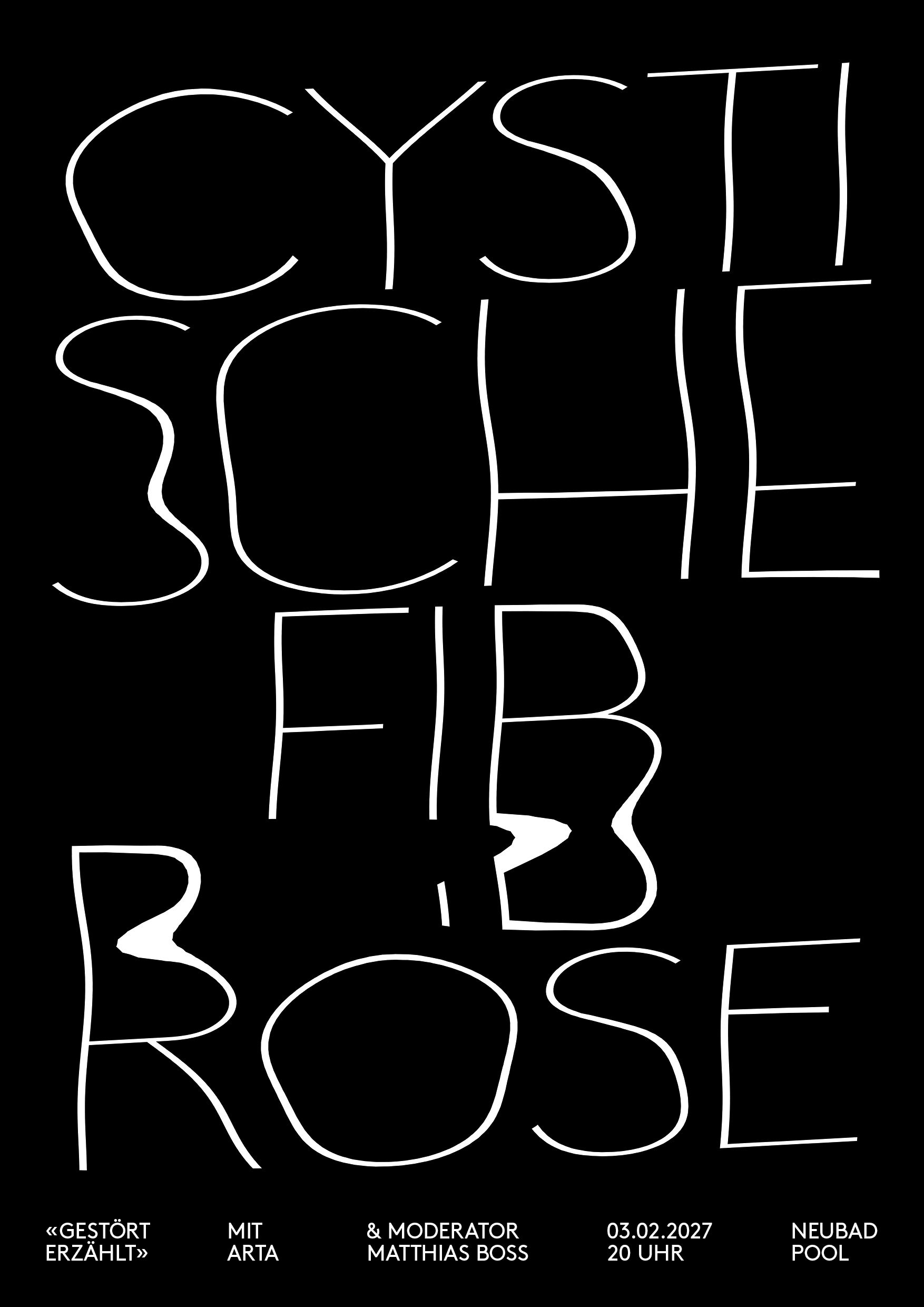 Schwarzer Hintergrund mit verzerrter Aufschrift: Cystische Fibrose